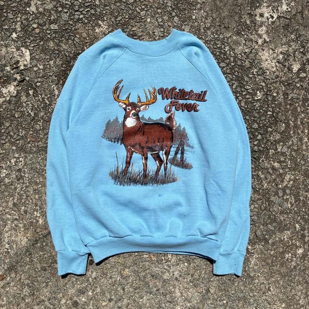 Vintage Whitetail Fever Deer Graphic Crewneck Sweatshirt